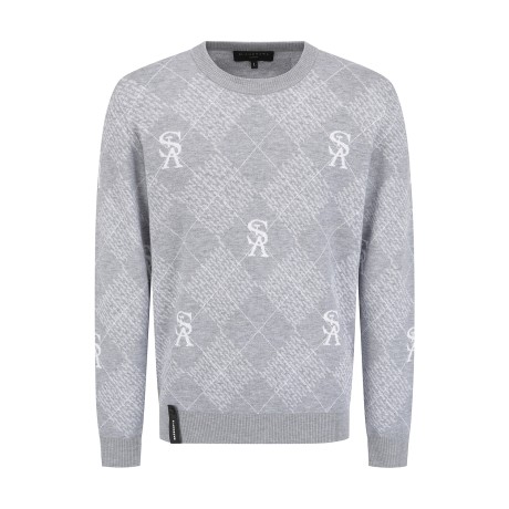 남성 STA 로고 아가일 긴팔 니트