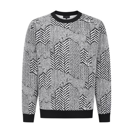 남성 헤링본 플로킹 방풍 니트