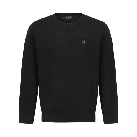 남성 별 심볼 스캘럽 리브 넥라인 니트