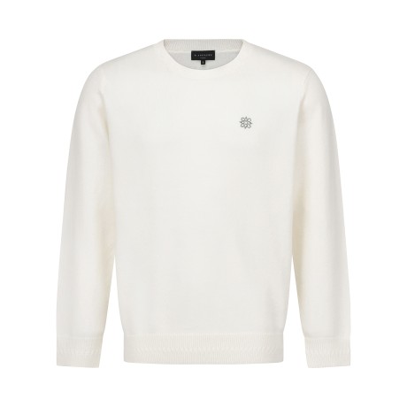 남성 별 심볼 스캘럽 리브 넥라인 니트