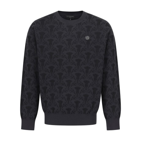 남성 별 심볼 자수 엉겅퀴 패턴 니트