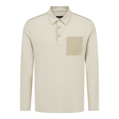 남성 스웨이드 포켓 소프트 카라 긴팔티셔츠