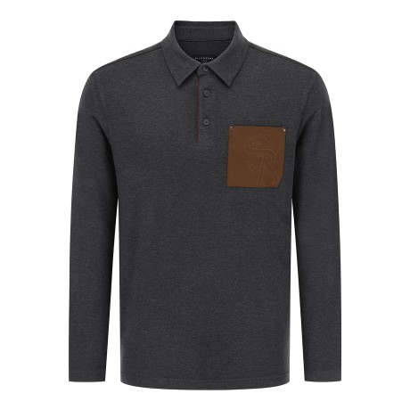 남성 스웨이드 포켓 소프트 카라 긴팔티셔츠