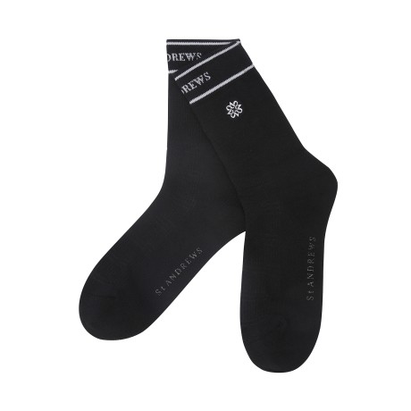 남성 골조직 로고 자카드 배색 중목양말