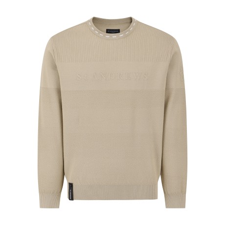 남성 엠보 로고 사선 조직 카라 티핑 니트