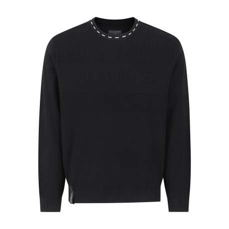 남성 엠보 로고 사선 조직 카라 티핑 니트