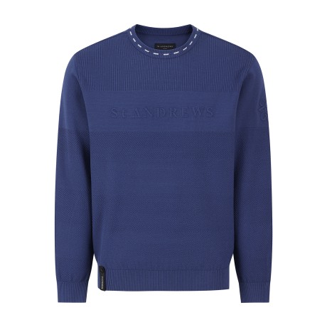 남성 엠보 로고 사선 조직 카라 티핑 니트