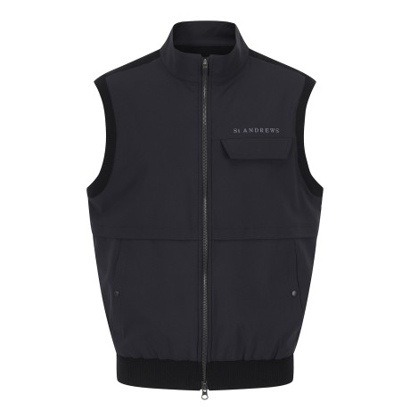 남성 우븐 블록 아웃 포켓 하이브리드 니트 집업 베스트