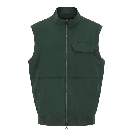 남성 우븐 블록 아웃 포켓 하이브리드 니트 집업 베스트