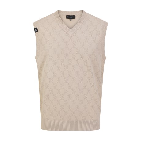 남성 볼드 로고 패턴 V넥 니트 베스트