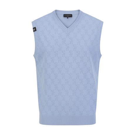 남성 볼드 로고 패턴 V넥 니트 베스트