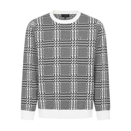 남성 격자 체크 자가드 니트