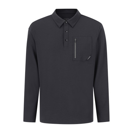 남성 지퍼 포켓 폼 엠보 카라 긴팔 티셔츠