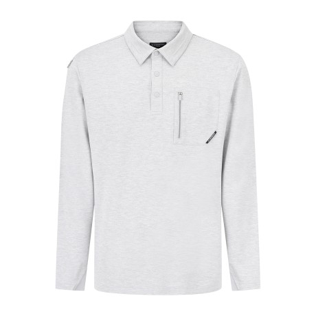 남성 지퍼 포켓 폼 엠보 카라 긴팔 티셔츠