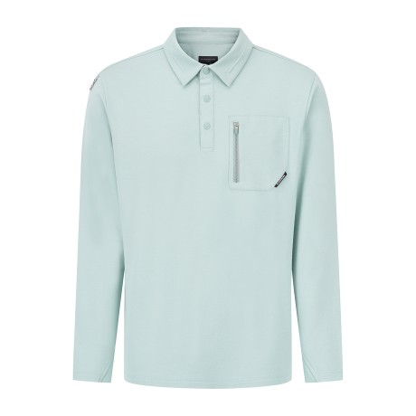 남성 지퍼 포켓 폼 엠보 카라 긴팔 티셔츠