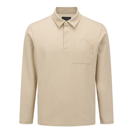 남성 카라 절개 로고 프린트 긴팔티셔츠