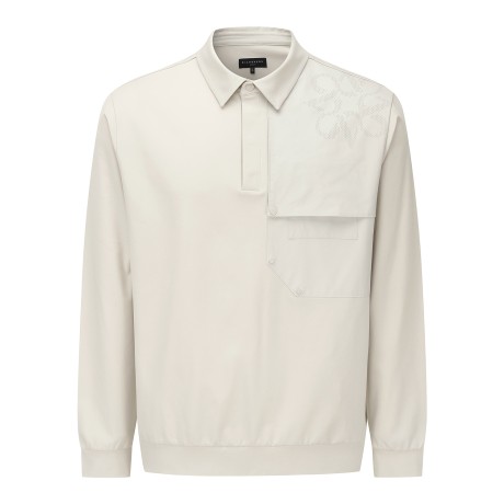 남성 우븐 건플랩 카라 긴팔티셔츠