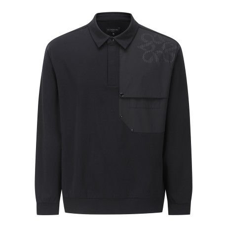 남성 우븐 건플랩 카라 긴팔티셔츠