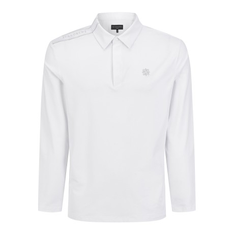 남성 배색 로고 자수 스트레치 카라 긴팔티셔츠