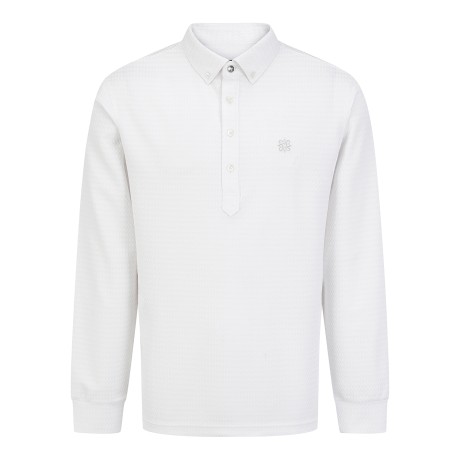 남성 격자 자가드 버튼 카라 긴팔티셔츠