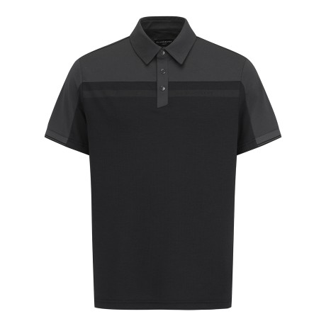 남성 텍스처 믹스 하프 버튼 반팔티셔츠