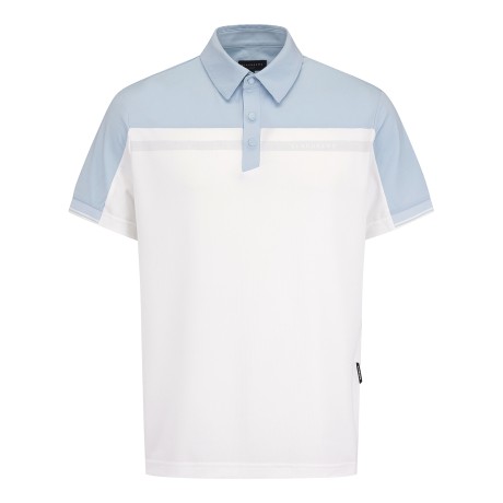 남성 텍스처 믹스 하프 버튼 반팔티셔츠