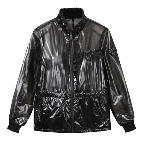 여성 코팅 시스루 점퍼