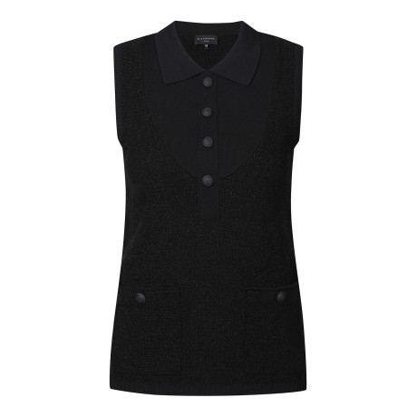 여성 트위드 조직 니트 베스트