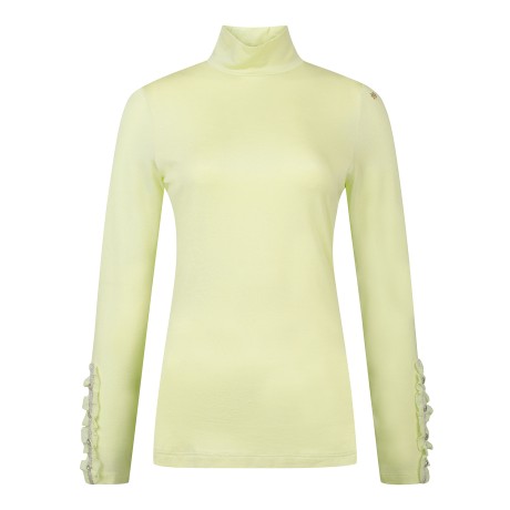 여성 소매 쉬폰 프릴 긴팔 이너 티셔츠