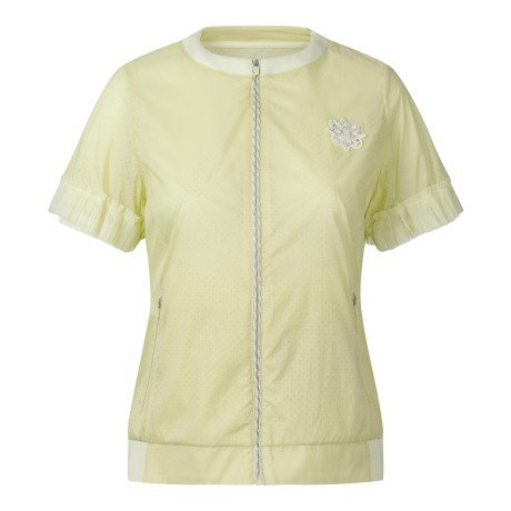 여성 펀칭 소매 플리츠 반팔 점퍼