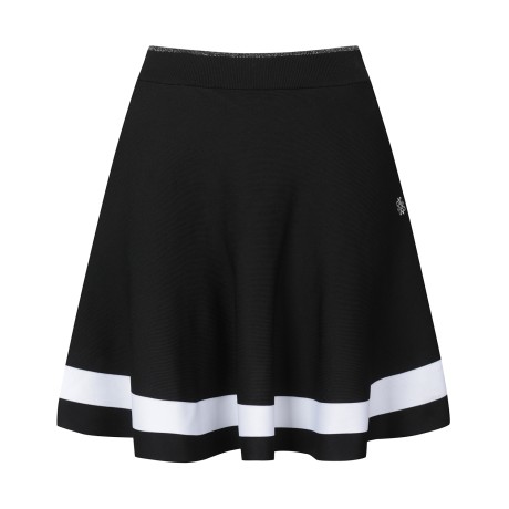 여성 배색 라인 니트 플레어 스커트