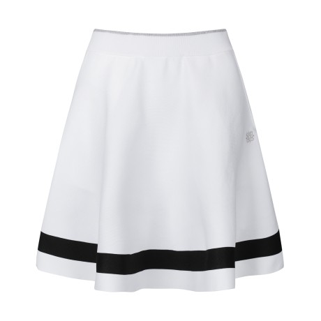 여성 배색 라인 니트 플레어 스커트