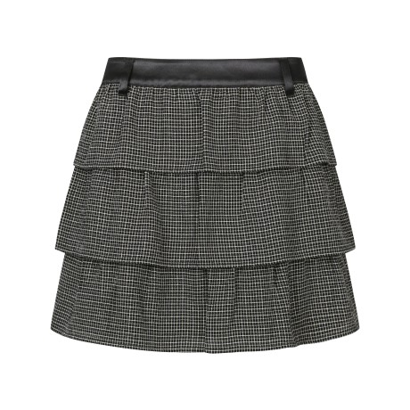 여성 체크 쉬폰 티어드 스커트