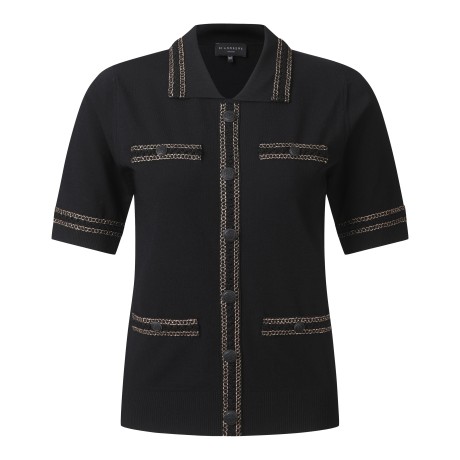 여성 테잎 장식 카라형 풀오버