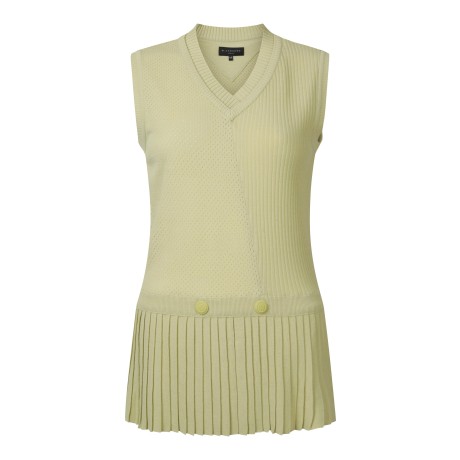 여성 밑단 플리츠 V넥 니트 베스트