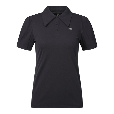 여성 니트 카라 핀턱 소매 반팔 티셔츠