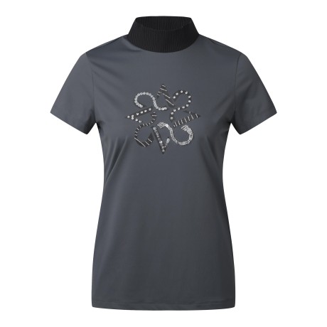 여성 니트 카라 심볼 로고 반팔 티셔츠