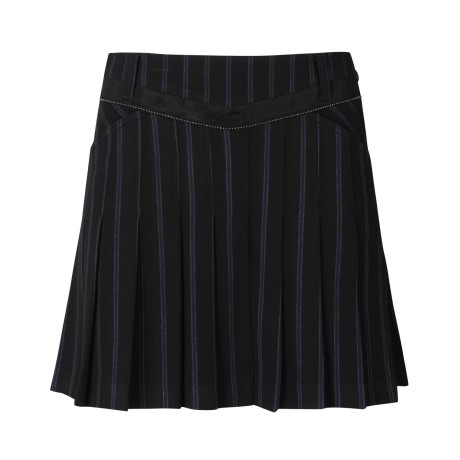 여성 스웨이드 배색 플리츠 큐롯 스커트