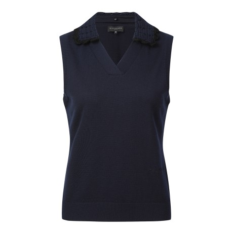 여성 손뜨개 카라 브이넥 니트 베스트