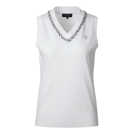 여성 테잎 포인트 브이넥 니트 베스트