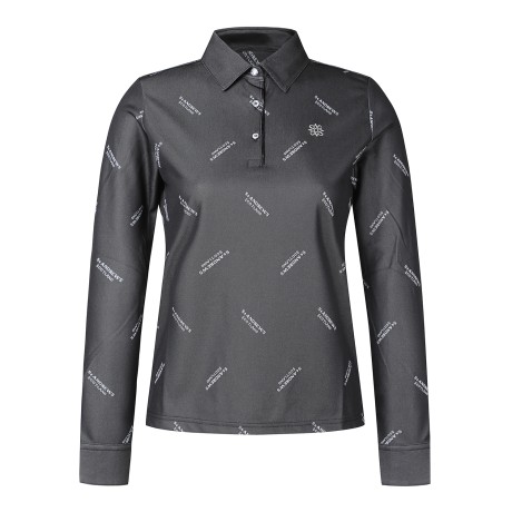 여성 사선 로고 자가드 긴팔티셔츠