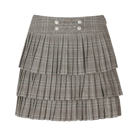 여성 비조 디테일 3단 플리츠 큐롯 스커트