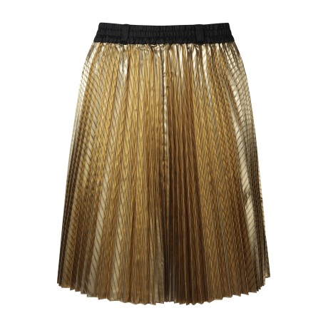 여성 새틴 스트라이프 밴딩 플리츠 스커트