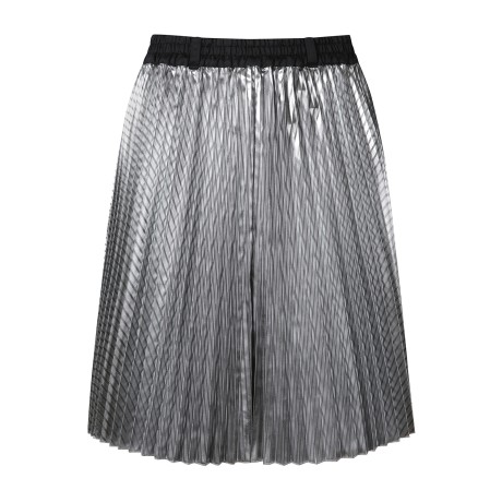 여성 새틴 스트라이프 밴딩 플리츠 스커트
