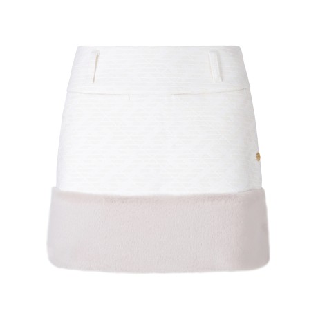 여성 보아퍼 배색 미니 스커트