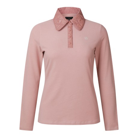 여성 에코 레더 퀼팅 카라 긴팔티셔츠