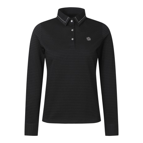 여성 카라 포인트 서커 스트레치 긴팔티셔츠