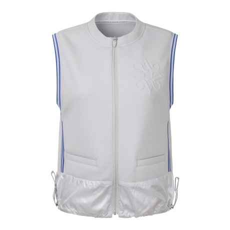 여성 컬러 라인 포인트 저지 우븐 믹스 집업 베스트