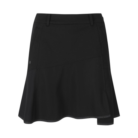 여성 우븐 믹스 로고 테이프 미디 큐롯 스커트