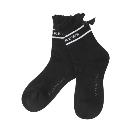 여성 셔링 참 장식 리본 포인트 중목 양말